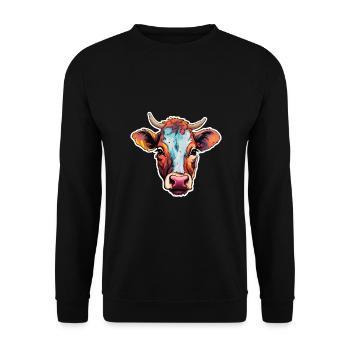 Cow's head colorful - Unisex Sweatshirt - black - Front - Alina (178cm) & Michal (187cm)