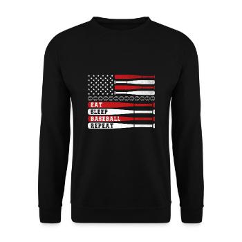 Eat Sleep Baseball Repeat Baseball Player Funny - Unisex Sweatshirt - black - Front - Alina (178cm) & Michal (187cm)