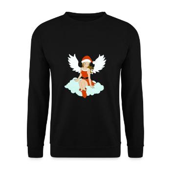 Weihnachtsengel brünett wartet auf Santa - Unisex Pullover - Schwarz - Vorne - Alina (178cm) & Michal (187cm)