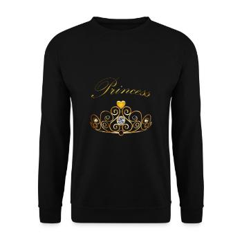 Princess Queen Gold Krone Tiara Edelsteine Perlen - Unisex Pullover - Schwarz - Vorne - Alina (178cm) & Michal (187cm)