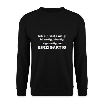 Ich bin artig - Unisex Pullover - Schwarz - Vorne - Alina (178cm) & Michal (187cm)