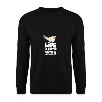 Heilige Birmakatze - Unisex Pullover - Schwarz - Vorne - Alina (178cm) & Michal (187cm)