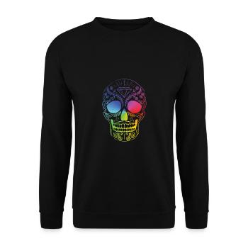 Skull in rainbow style - Unisex Sweatshirt - black - Front - Alina (178cm) & Michal (187cm)