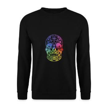 Colored skull Skull Mexicana Style - Unisex Sweatshirt - black - Front - Alina (178cm) & Michal (187cm)