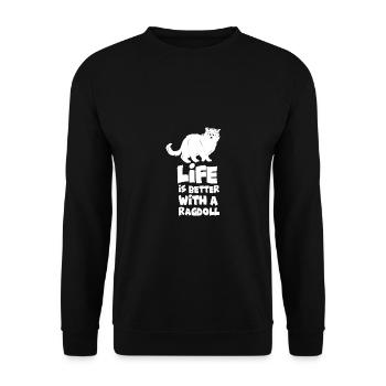 Ragdoll Katzen - Unisex Pullover - Schwarz - Vorne - Alina (178cm) & Michal (187cm)