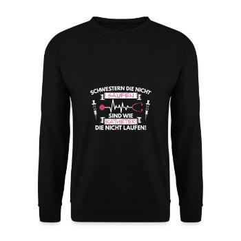 Krankenschwester Pfleger Spruch Saufen Geschenk - Unisex Pullover - Schwarz - Vorne - Alina (178cm) & Michal (187cm)