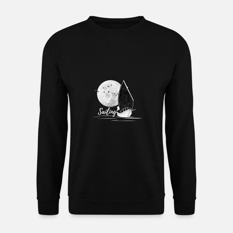Segelboot mit Mond - Unisex Pullover - Schwarz