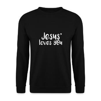 jesus liebt dich - Unisex Pullover - Schwarz - Vorne - Alina (178cm) & Michal (187cm)