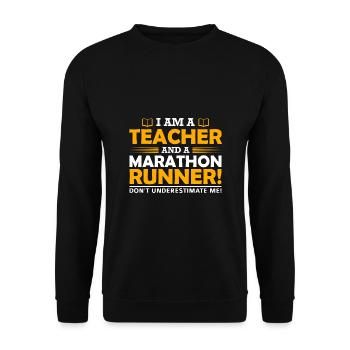 Enseignant et coureur de marathon, T-shirt homme, chemise - Sweat-shirt Unisexe - noir - Devant - Alina (178cm) & Michal (187cm)