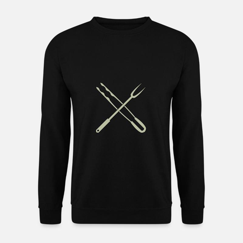 Grillzange und Fleischgabel - Unisex Pullover - Schwarz