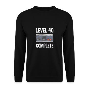 40ème anniversaire Niveau 40 Idée Cadeau Complet - Sweat-shirt Unisexe - noir - Devant - Alina (178cm) & Michal (187cm)