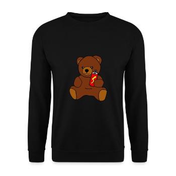 Teddy-Bär mit Energy Drink - Unisex Pullover - Schwarz - Vorne - Alina (178cm) & Michal (187cm)