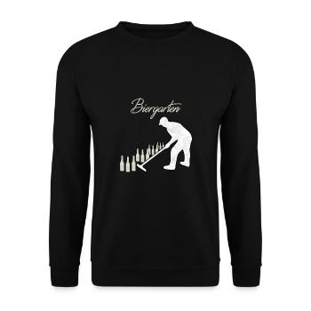 Bier Garten lustiger Garten Spruch Geschenkidee - Unisex Pullover - Schwarz - Vorne - Alina (178cm) & Michal (187cm)