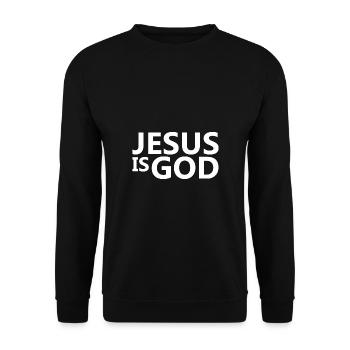 jesus ist Gott Bibel Christliche Kleidung - Unisex Pullover - Schwarz - Vorne - Alina (178cm) & Michal (187cm)