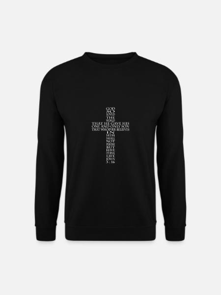 Johannes 3,16 Bibelvers Kreuz Jesus Chistlich - Unisex Pullover - Schwarz