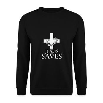 jesus saves jesus rettet kreuz bibel gott - Unisex Pullover - Schwarz - Vorne - Alina (178cm) & Michal (187cm)