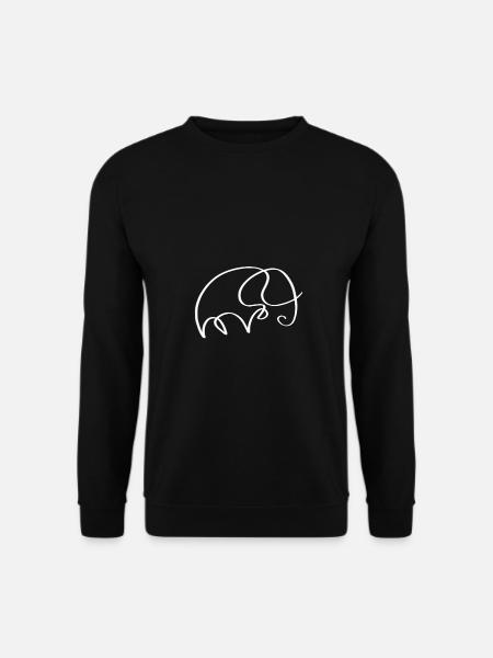 One Line Elefant weiß - Unisex Pullover - Schwarz
