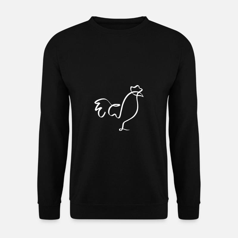 One Line Hahn weiß - Unisex Pullover - Schwarz