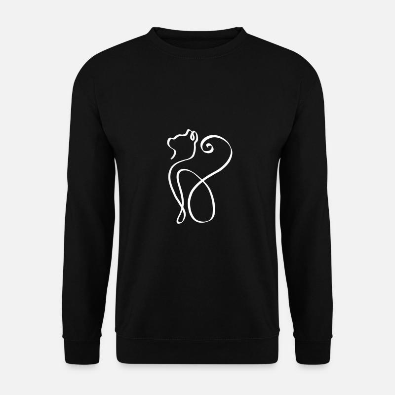 Cat white one-stroke - Unisex Sweatshirt - black