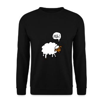 Niedliches Schaf - Mäh Lustiges Geschenk, Comic - Unisex Pullover - Schwarz - Vorne - Alina (178cm) & Michal (187cm)