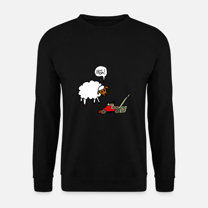 Schaf und Rasenmäher lustiger Comic Spruch Witz - Unisex Pullover - Schwarz