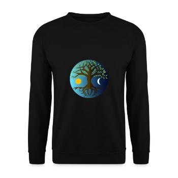 Yggdrasyl Weltenbaum Weltenesche Mimameid Lärad - Unisex Pullover - Schwarz - Vorne - Alina (178cm) & Michal (187cm)
