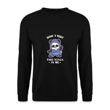 Karate Ninja Panda - Unisex Pullover - Schwarz - Vorne - Alina (178cm) & Michal (187cm)