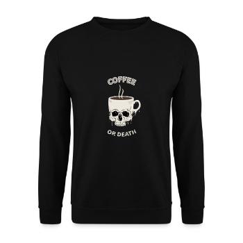 Coffee or death - Unisex Sweatshirt - black - Front - Alina (178cm) & Michal (187cm)