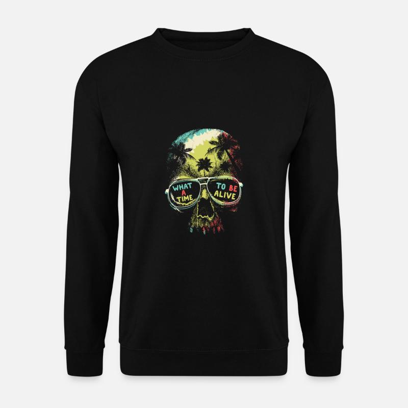 Crâne de palmier soleil d'été - Sweat-shirt Unisexe - noir