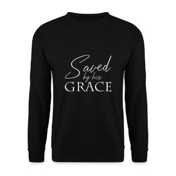 Saved by his grace Jesus-Christ Grâce - Sweat-shirt Unisexe - noir - Devant - Alina (178cm) & Michal (187cm)