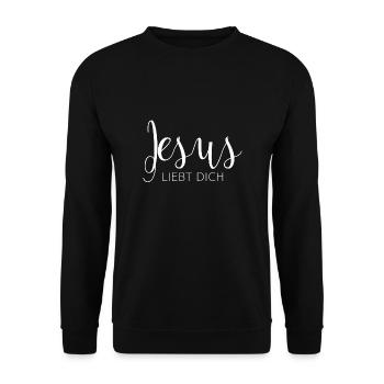 jesus liebt dich Design christlich - Unisex Pullover - Schwarz - Vorne - Alina (178cm) & Michal (187cm)