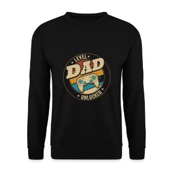 Dad Level Unlocked Zocker Ich werde Papa Gamer - Unisex Pullover - Schwarz - Vorne - Alina (178cm) & Michal (187cm)
