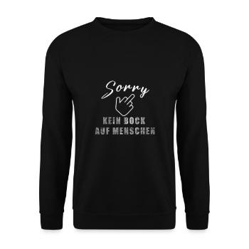 Sorry kein Bock auf Menschen - Unisex Pullover - Schwarz - Vorne - Alina (178cm) & Michal (187cm)