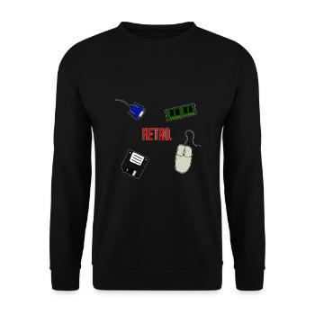 Retro Computer Lettering Statement Gift 90s - Unisex Sweatshirt - black - Front - Alina (178cm) & Michal (187cm)