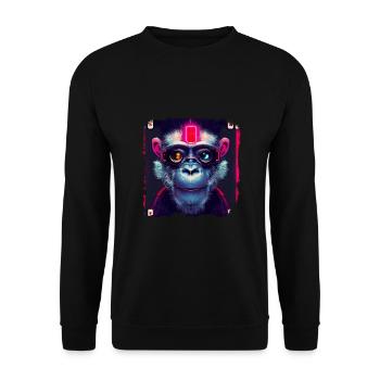 Cyber punk Monkey - Unisex Pullover - Schwarz - Vorne - Alina (178cm) & Michal (187cm)