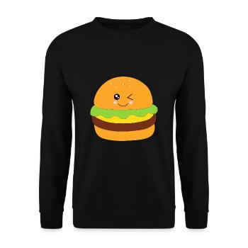 Burger, fast food, essen, kochen - Unisex Pullover - Schwarz - Vorne - Alina (178cm) & Michal (187cm)