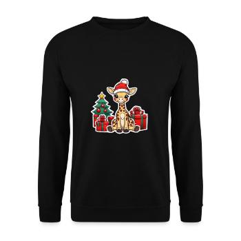 Niedliche Baby Giraffe mit Weihnachtsmütze - Unisex Pullover - Schwarz - Vorne - Alina (178cm) & Michal (187cm)
