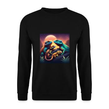 Bartagame Reptilien Geschenkidee Haustiere - Unisex Pullover - Schwarz - Vorne - Alina (178cm) & Michal (187cm)