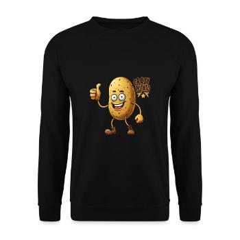 Crazy Veggies: Potato thumbs up - Unisex Pullover - Schwarz - Vorne - Alina (178cm) & Michal (187cm)
