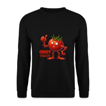 Crazy Veggies: Horror Tomato and Thumbs Up - Unisex Sweatshirt - black - Front - Alina (178cm) & Michal (187cm)