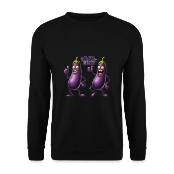 Crazy Veggies : Gang d’aubergines lève le pouce - Sweat-shirt Unisexe - noir - Devant - Alina (178cm) & Michal (187cm)
