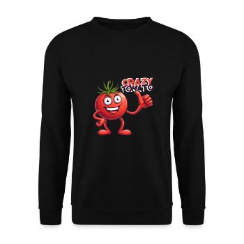 Crazy Veggies: Tomato with Thumbs Up - Unisex Pullover - Schwarz - Vorne - Alina (178cm) & Michal (187cm)
