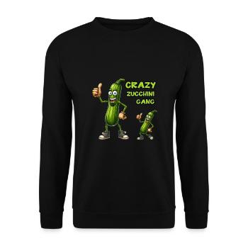 Crazy Veggies: Zucchini Gang Thumbs Up - Unisex Pullover - Schwarz - Vorne - Alina (178cm) & Michal (187cm)