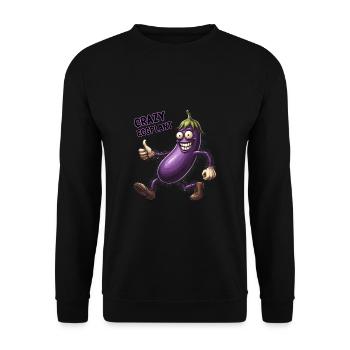 Crazy Veggies: Eggplant Hairy Power Walker - Unisex Pullover - Schwarz - Vorne - Alina (178cm) & Michal (187cm)