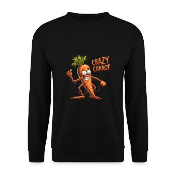 Crazy Veggies: Carrot Thumbs Up - Unisex Pullover - Schwarz - Vorne - Alina (178cm) & Michal (187cm)