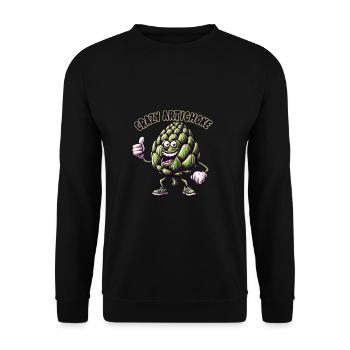 Crazy Veggies: Artichoke Thumbs Up - Unisex Pullover - Schwarz - Vorne - Alina (178cm) & Michal (187cm)