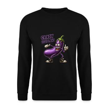 Crazy Veggies: Hairy Eggplant Thumbs Up - Unisex Pullover - Schwarz - Vorne - Alina (178cm) & Michal (187cm)