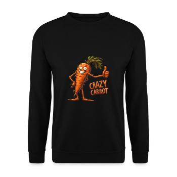 Crazy Veggies: Carrot Thumbs Up - Unisex Pullover - Schwarz - Vorne - Alina (178cm) & Michal (187cm)