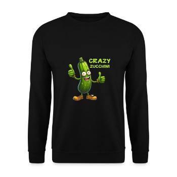 Crazy Veggies: Zucchini Thumbs Up - Unisex Pullover - Schwarz - Vorne - Alina (178cm) & Michal (187cm)