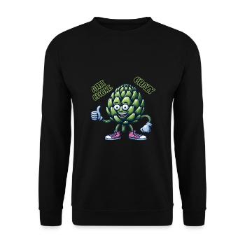 Crazy Veggies: Artichoke Gang Thumbs Up - Unisex Pullover - Schwarz - Vorne - Alina (178cm) & Michal (187cm)